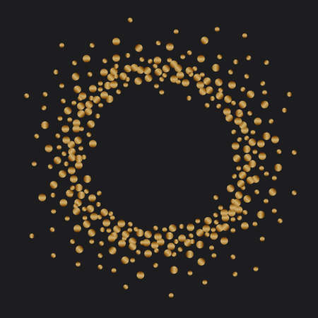 Gold glitter confetti frame on black backgroundのイラスト素材
