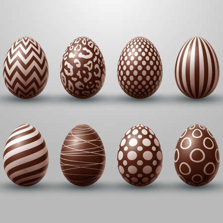 Easter holiday bright with colored chocolate eggs isolated on white background,のイラスト素材