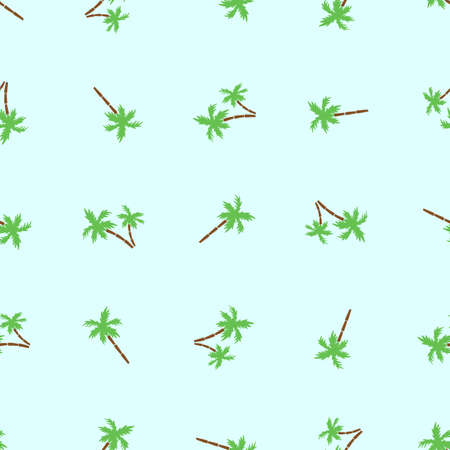 Seamless pattern with icons of palm trees isolated on green backgroundのイラスト素材
