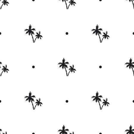 Seamless pattern with icons of palm trees isolated on white backgroundのイラスト素材