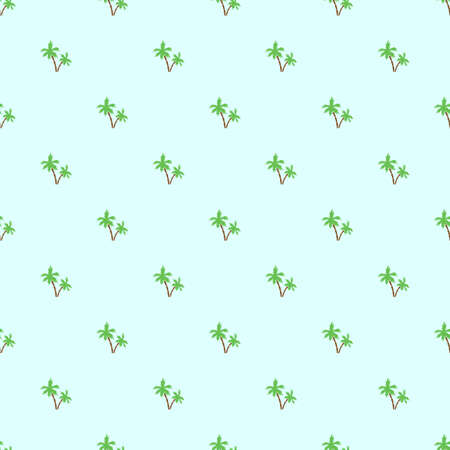Seamless pattern of small palm trees isolated on green backgroundのイラスト素材