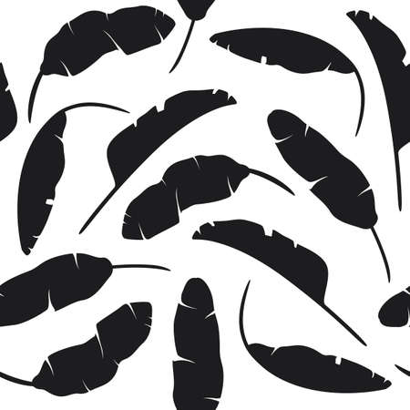 Set of tropical leaves. Silhouette of Banana Leaves on white backgroundのイラスト素材