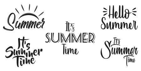 Summer lettering design set. Isolated on white backgroundのイラスト素材