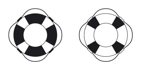Set of lifebuoy icon black and white on white backgroundのイラスト素材