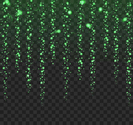 Glowing lights green glitter isolated on a black backgroundのイラスト素材