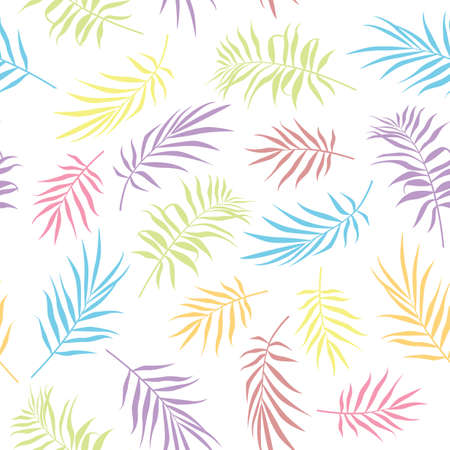 Tropical Seamless floral pattern background with palm leaves.のイラスト素材