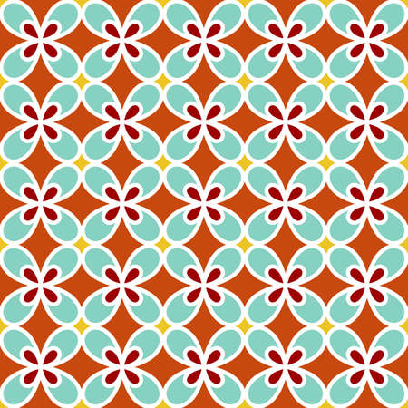 Background with seamless pattern in colorful islamic styleのイラスト素材