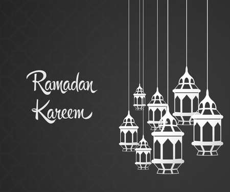 Ramadan kareem greeting card with Lantern hangingのイラスト素材