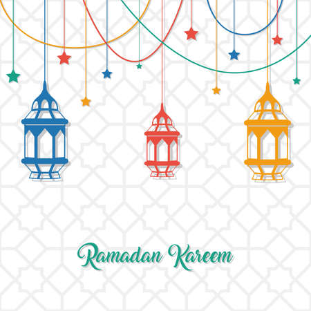 Ramadan kareem greeting card with Lantern hangingのイラスト素材
