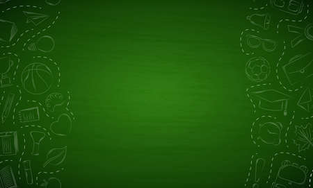 Back to school doodles in chalkboard backgroundのイラスト素材
