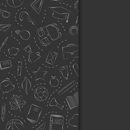 Back to school doodles in chalkboard backgroundのイラスト素材