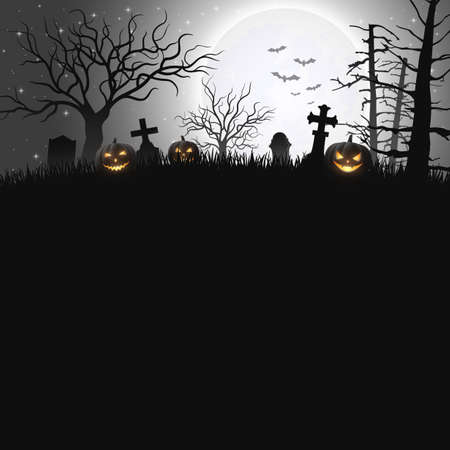Vector illustration of Halloween background with pumpkinsのイラスト素材