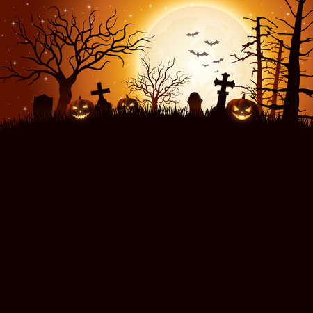 Vector illustration of Halloween background with pumpkinsのイラスト素材