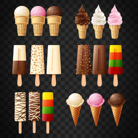Set of ice cream collection setのイラスト素材