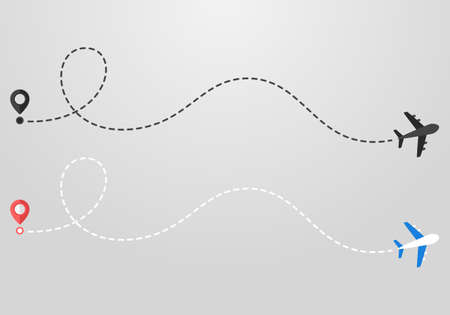 Vector illustration of Plane and track icon on a white background