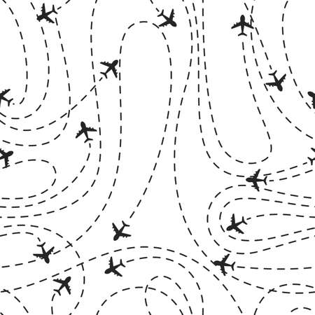 Vector illustration of Airplane routes icon on a white backgroundのイラスト素材