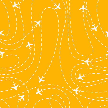 Vector illustration of Airplane routes icon on a yellow background