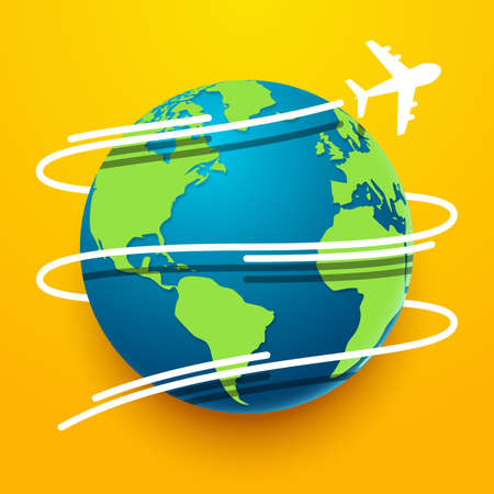 Vector illustration of Time to travel explore the world with aircraftのイラスト素材