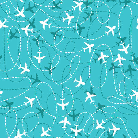 Vector illustration of Airplane routes icon on a blue backgroundのイラスト素材