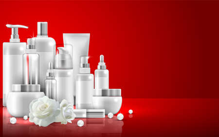 Set of skin care natural beauty product packagingのイラスト素材