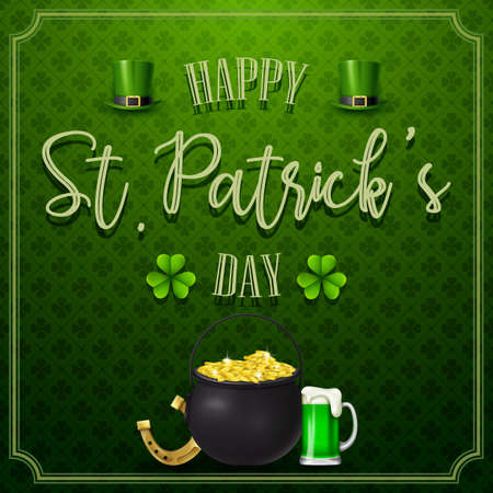 St. Patrick's day with golden coins and beerのイラスト素材