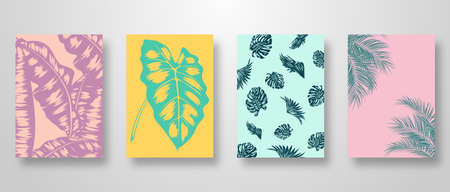 Set Invitation Card Leaves Backgroundのイラスト素材