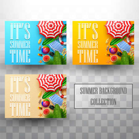 Beautiful top view summer beach background collectionsのイラスト素材