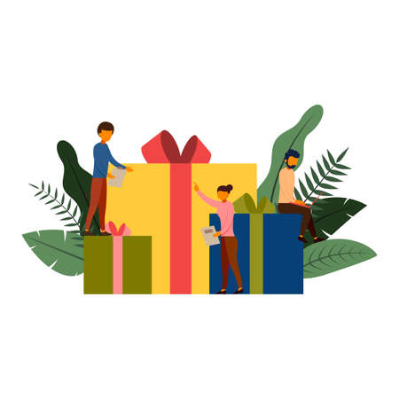 Online shopping, e-commerce concept with character, vector illustrationのイラスト素材