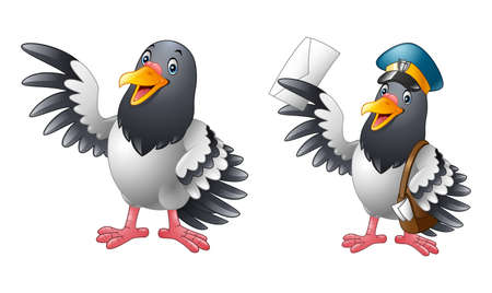 Cartoon funny Pigeon bird collectionsのイラスト素材