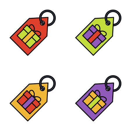 Set of gift box on white background, vector illustrationのイラスト素材