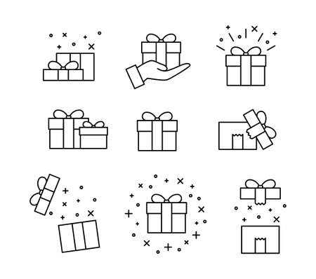 Set of gift box on white background, vector illustrationのイラスト素材