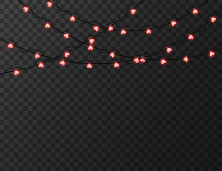 Heart shaped lights isolated on transparent background, design vector illustrationのイラスト素材