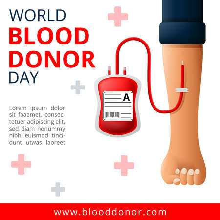 World Blood donor Day, 14th June Illustration Of Blood Donation Concept Design for Banner and Flyer. Vector Illustrationのイラスト素材