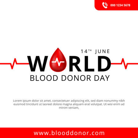 World Blood donor Day, 14th June Illustration Of Blood Donation Concept Design for Banner and Flyer. Vector Illustrationのイラスト素材