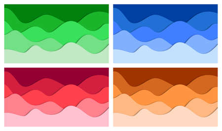 Set of 3D abstract background and paper cut shapes, vector illustrationのイラスト素材