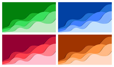 Set of 3D abstract background and paper cut shapes, vector illustrationのイラスト素材