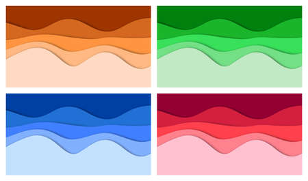 Set of 3D abstract background and paper cut shapes, vector illustrationのイラスト素材