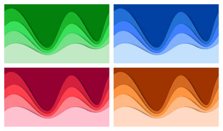 Set of 3D abstract background and paper cut shapes, vector illustrationのイラスト素材