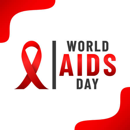 World AIDS day poster. Aids Awareness Red Ribbon. Vector illustration.