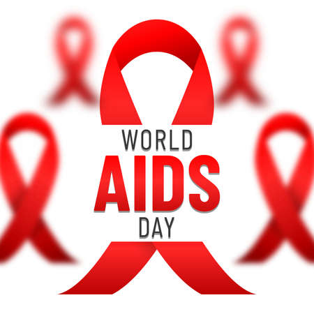 World AIDS day poster. Aids Awareness Red Ribbon. Vector illustration.