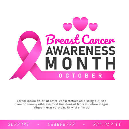 World Breast Cancer poster. web banner. Breast Cancer Awareness Pink Ribbon. Vector illustration.のイラスト素材