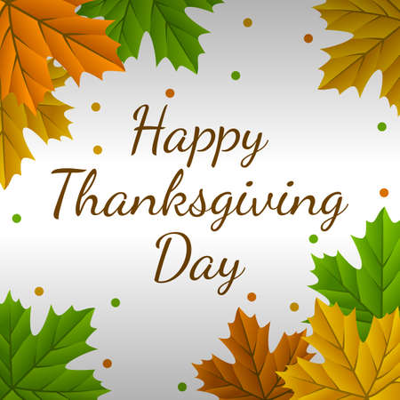 Thanksgiving day banner, poster, greeting card and invitation background. Autumn season inscription. Vector illustration.のイラスト素材