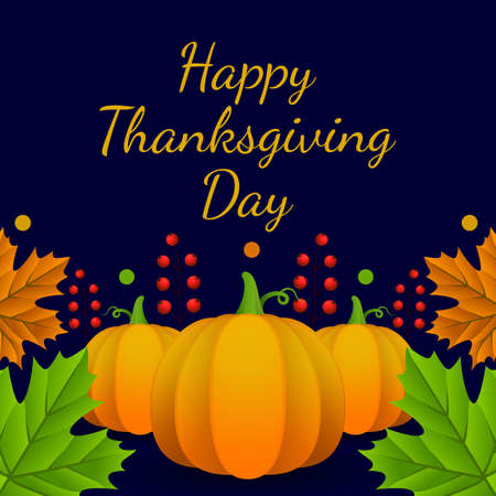 Thanksgiving day banner, poster, greeting card and invitation background. Autumn season inscription. Vector illustration.のイラスト素材