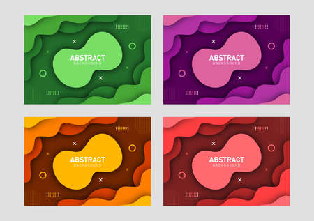 Colorful liquid and geometric background with fluid gradient shapesのイラスト素材