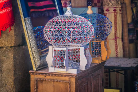 Market place, bazaar, in Marrakesh is great place to find a souvenirs from Morocco, Africa.の写真素材