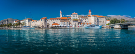 Waterfront panorama of UNESCO World Heritage Site in town Trogir, Croatia famous places.の写真素材