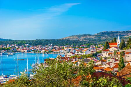 Aerial townscape of Rogoznica, croatian travel summer destinations.の写真素材