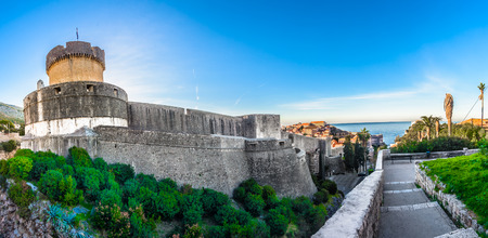 Panoramic view a City Walls in Dubrovnik old town, Croatia.の写真素材