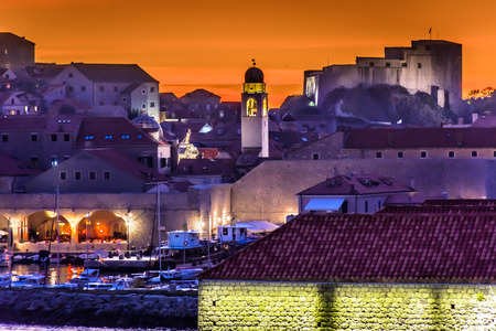 Sunset view told town Dubrovnik in Croatia, european travel places.の写真素材