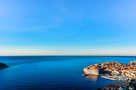 Aerial view at marble blue Adriatic Sea in Southern Croatia, Dubrovnik scenery.の写真素材
